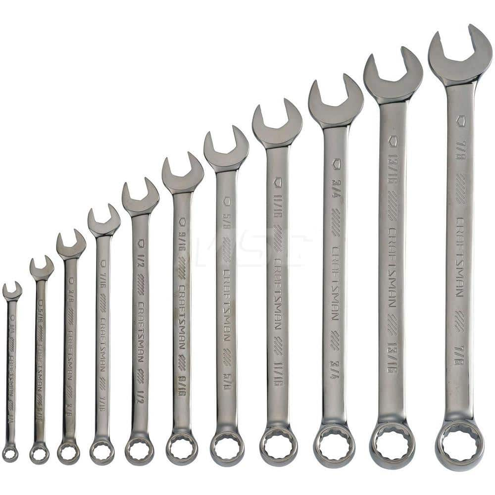 Wrench Set: 11 Pc, Inch Chrome-Plated