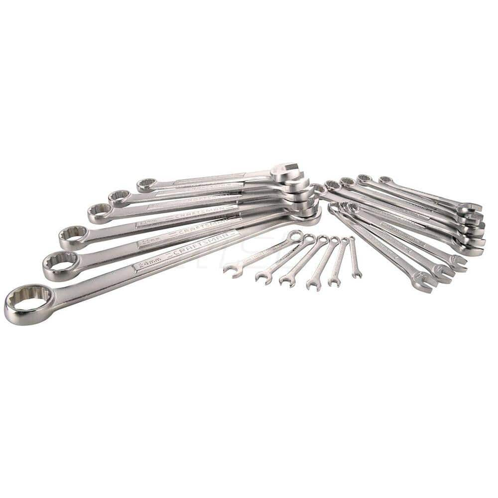 Combination Box End Set: 20 Pc, 4 mm 5 mm 6 mm 7 mm 8 mm 10 mm 11 mm 12 mm 13 mm 14 mm 15 mm 16 mm 17 mm 18 mm 19 mm 20 mm 21 mm 22 mm & 24 mm Wrench, Metric Chrome-Plated