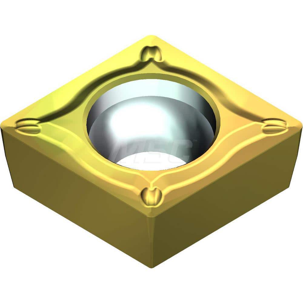 Turning Insert:  CCMT3252ESU T2500Z,  Cermet AlN Finish,  Neutral,  0.3819″ Long,  3/8″ Inscribed Circle,  0.0315″ Corner Radius,  80.0 &deg N/A Diamond,  Series  T2500Z