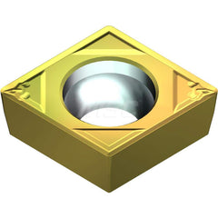 Turning Insert:  CCMT3252ELB T2500Z,  Cermet AlN Finish,  Neutral,  0.3819″ Long,  3/8″ Inscribed Circle,  0.0315″ Corner Radius,  80.0 &deg N/A Diamond,  Series  T2500Z