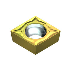 Turning Insert:  CCMT3251EGU T2500Z,  Cermet AlN Finish,  Neutral,  0.3819″ Long,  3/8″ Inscribed Circle,  0.0157″ Corner Radius,  80.0 &deg N/A Diamond,  Series  T2500Z
