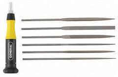 5-1/2" Swiss Pattern Needle File Set with Natural Finish; Number of Pieces: 6 - USA Tool & Supply