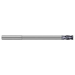 ‎Miniature End Mills - Long Reach, Stub Flute - 0.3125″ (5/16″) Cutter Diameter × 0.0150″ (1/64″) Radius × 0.4690″ Length of Cut × 4.3430″ (4-11/32″) Reach Carbide Corner Radius End Mill, 4 Flutes, AlTiN Coated - Exact Industrial Supply