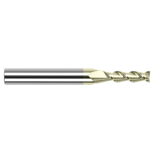 High Helix End Mills for Aluminum Alloys - 0.0800″ Cutter Diameter × 0.2400″ Length of Cut Carbide 45° Helix Square End Mill, 2 Flutes, ZrN Coated - Exact Industrial Supply