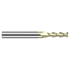 High Helix End Mills for Aluminum Alloys - 0.0800″ Cutter Diameter × 0.2400″ Length of Cut Carbide 45° Helix Square End Mill, 2 Flutes, ZrN Coated - Exact Industrial Supply