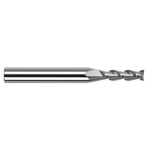High Helix End Mills for Aluminum Alloys - 0.0800″ Cutter Diameter × 0.2400″ Length of Cut Carbide 45° Helix Square End Mill, 2 Flutes - Exact Industrial Supply