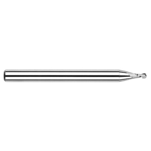 ‎0.039″ Dia. × 1/8″ Shank × 0.058″ DOC × 1-1/2″ OAL, Carbide Uncoated, Stub|Standard , 2 Flute, Ballnose End Mill - Exact Industrial Supply