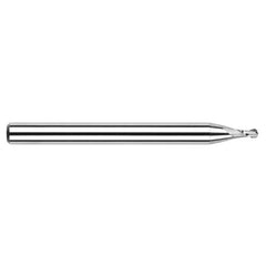 ‎0.055″ Dia. × 1/8″ Shank × 0.082″ DOC × 1-1/2″ OAL, Carbide Uncoated, Stub|Standard , 2 Flute, Ballnose End Mill - Exact Industrial Supply