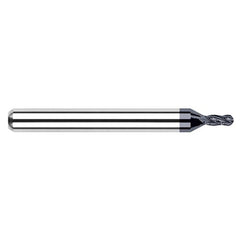 ‎0.01″ Dia. × 1/8″ Shank × 1/64″ DOC × 1-1/2″ OAL, Carbide AlTiN, Stub|Standard , 2 Flute, Ballnose End Mill - Exact Industrial Supply