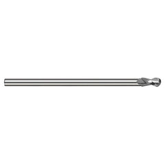 ‎3/16″ Dia. × 5/32″ Shank × 9/32″ DOC × 2-1/2″ OAL, Carbide Uncoated, 2 Flute, Ballnose End Mill - Exact Industrial Supply