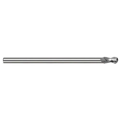 5/16″ Dia. × 1/4″ Shank × 0.469″ DOC × 4″ OAL, Carbide Uncoated, 2 Flute, Ballnose End Mill - Exact Industrial Supply