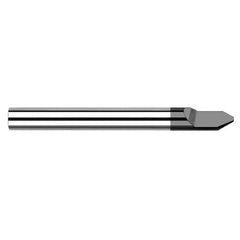 Engraving Cutters - 0.1250″ (1/8″) Shank Diameter × 0.0100″ Flat × 30° included Carbide Tipped Engraver, 1 Flute, Amorphous Diamond Coated - Exact Industrial Supply