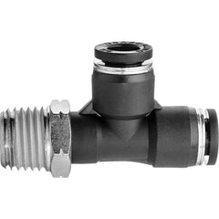 Value Collection - 1/2" OD, NPT Male, Nylon Push-to-Connect Male Run Tee - 150 Max psi, Black - USA Tool & Supply