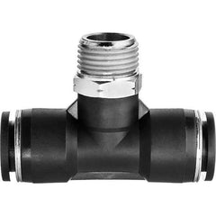 Value Collection - 10mm OD, NPT Male, Nylon Push-to-Connect Male Branch Tee - 150 Max psi, Black - USA Tool & Supply