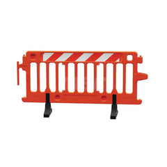 Folding Gates & Barricades; Type: Crowd Control Parade Barricade; Height (Inch): 39.5; Max Width (Inch): 21; Material: Plastic; Color: Orange; Additional Information: Comes with Recycled Rubber Feet; Reflective: High Intensity Prismatic Grade Striped Shee