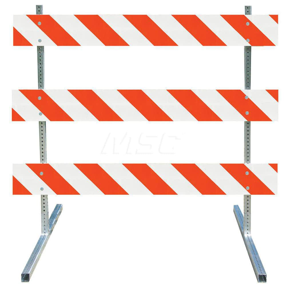 Traffic Barricades; Type: Type III; Barricade Height (Inch): 63; Material: Plastic Board; Galvanized High Carbon Steel Upright & Feet; Barricade Width (Inch): 96; Reflective: Yes; Compliance: NCHRP-350; MUTCD; Weight (Lb.): 19.0000; Top Panel Height (Inch