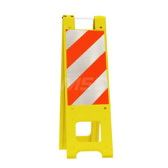 Barrier Parts & Accessories; Type: Sign Stand; Color: Yellow; Height (Decimal Inch): 45.000000; Base Material: Polyethylene; Length (Inch): 3; Width (Inch): 13; Finish/Coating: Yellow; For Use With: Indoor & Outdoor; Material: Plastic; Tape Color: Orange/