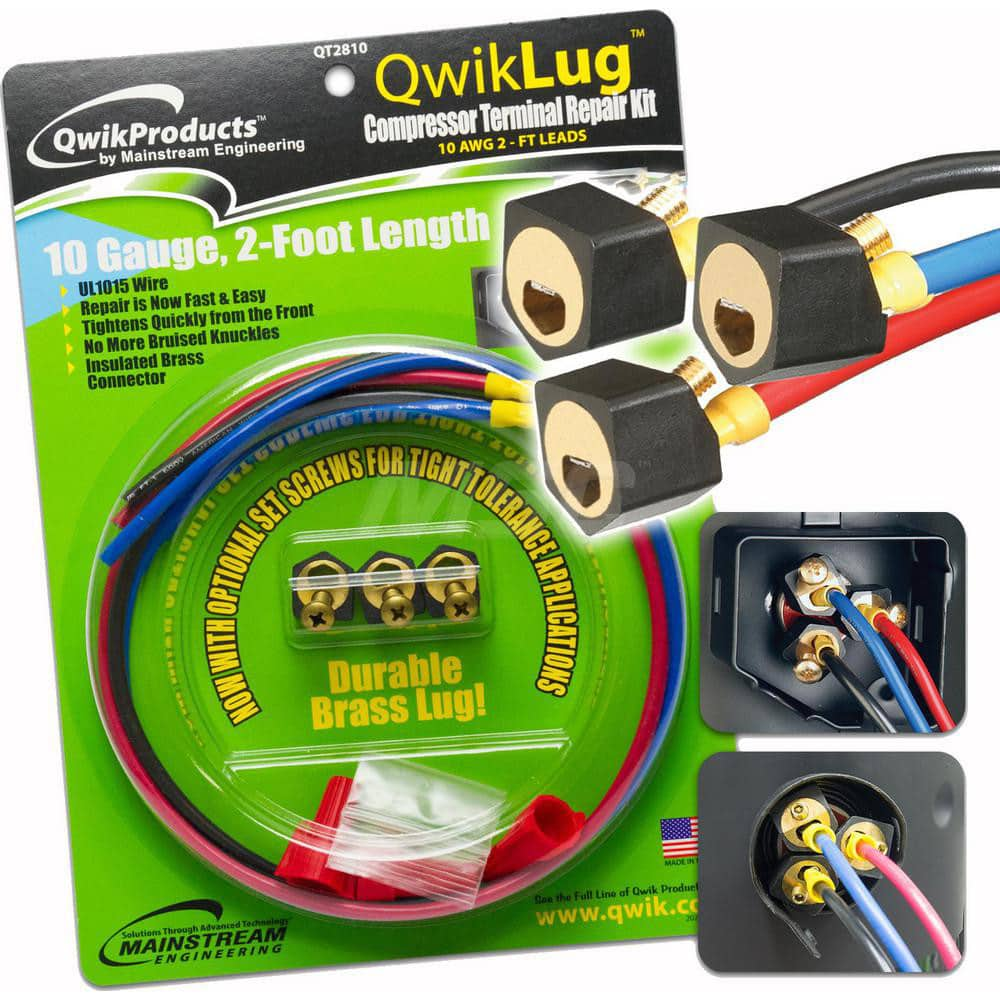 QwikLug Compressor Terminal Repair Kit Brass Contact Plating, Nylon Enclosure