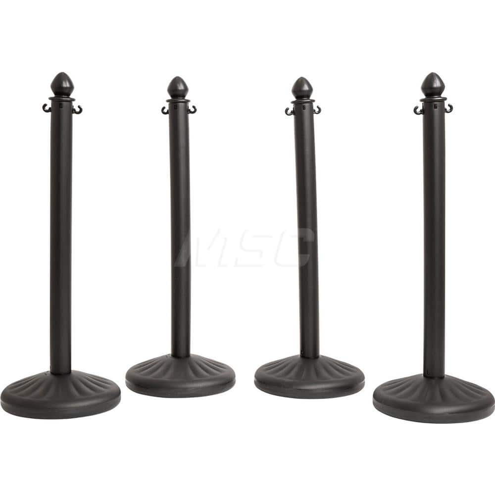 Free Standing Post Kit: 40″ High, 2″ Dia, Plastic Post Acrylonitrile Butadiene Styrene Plastic Round Base, Black