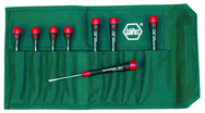 8 Piece - Precision Slotted Screwdriver Set - #26093 - Includes: .8 - 4.0mm PicoFinish - Canvas Pouch - USA Tool & Supply