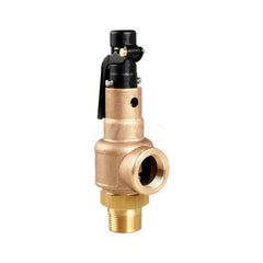 3/4 Mnpt X 1 Fnpt Brass/Bronze Series 570-Ed Asme Section Viii Safety Valve With (E) Orifice For Air/Gas Service, Metal Seat & Open Lever Set 250 Psi