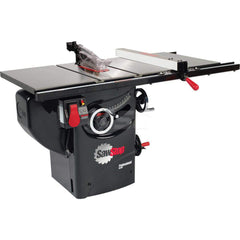 Table Saws; Blade Diameter (Inch): 10; Arbor Diameter (Inch): 5/8; Rip Capacity: 30 in; Maximum Cutting Depth (Inch): 3-1/8; Phase: 1; Horse Power: 3; Table Depth: 27 in; Maximum Speed: 4000 RPM; Amperage: 13; Voltage: 230; Maximum Rip to Left of Blade (I