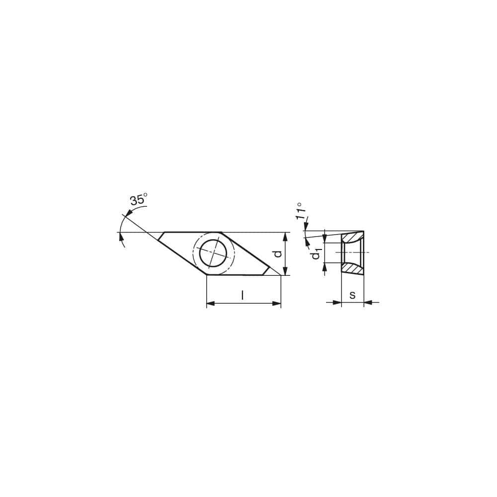 Turning Insert:  VPET1003015FL WUU7610,  Solid Carbide Uncoated Finish,  Left Hand,  1/4″ Inscribed Circle,  0.0059″ Corner Radius,  35.0 &deg N/A Diamond,  Series  VPET