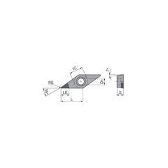 Turning Insert:  VCGW332FN_A4 CTBH40U,  Polycrystalline Cubic Boron Nitride TiN Finish,  Neutral,  0.0315″ Corner Radius,  35.0 &deg N/A Diamond,  Series  VCGW