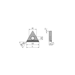 Turning Insert:  TCGT18151FNA3CB2,  Polycrystalline Diamond Uncoated Finish,  Neutral,  0.0157″ Corner Radius,  60.0 &deg N/A Triangle,  Series  TCGT