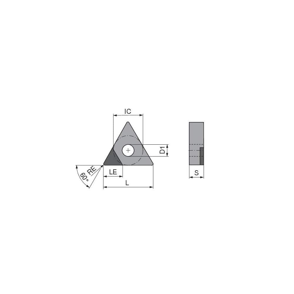 Turning Insert:  TNGA222TN012DA3,  Polycrystalline Cubic Boron Nitride TiCN Finish,  Neutral,  1/4″ Inscribed Circle,  0.0315″ Corner Radius,  60.0 &deg N/A Triangle,  Series  TNGA
