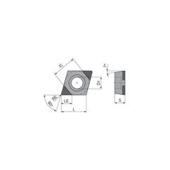 Turning Insert:  CCGW32.5.5ENB3 CTBS20C,  Polycrystalline Cubic Boron Nitride Uncoated Finish,  Neutral,  0.0079″ Corner Radius,  80.0 &deg N/A Diamond,  Series  CCGW