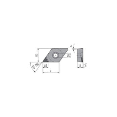 Turning Insert:  DCGT21.51FRA3Q CTDPD20,  Polycrystalline Diamond Uncoated Finish,  Right Hand,  1/4″ Inscribed Circle,  0.0157″ Corner Radius,  55.0 &deg N/A Diamond,  Series  DCGT