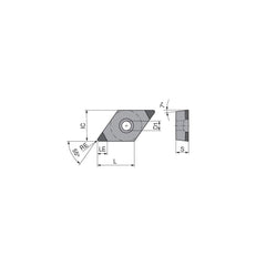 Turning Insert:  DCGW3251SN014DB4,  Polycrystalline Cubic Boron Nitride Uncoated Finish,  Neutral,  0.0157″ Corner Radius,  55.0 &deg N/A Diamond,  Series  DCGW
