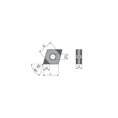 Turning Insert:  CNGA432SN016EL3,  Polycrystalline Cubic Boron Nitride Uncoated Finish,  Neutral,  1/2″ Inscribed Circle,  0.0315″ Corner Radius,  80.0 &deg N/A Diamond,  Series  CNGA