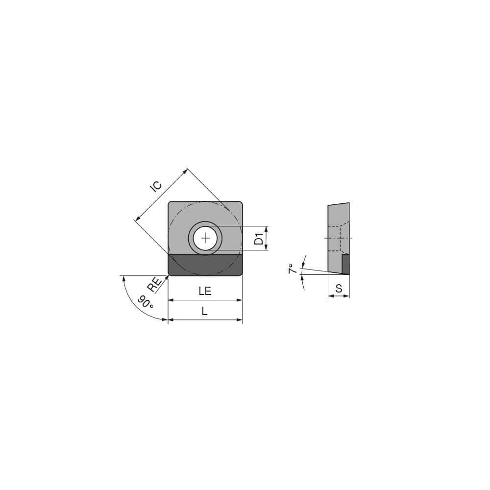 Turning Insert:  SCGW431FN_A4 CTBS10U,  Polycrystalline Cubic Boron Nitride Uncoated Finish,  Neutral,  1/2″ Inscribed Circle,  0.0157″ Corner Radius,  90.0 &deg N/A Square,  Series  SCGW