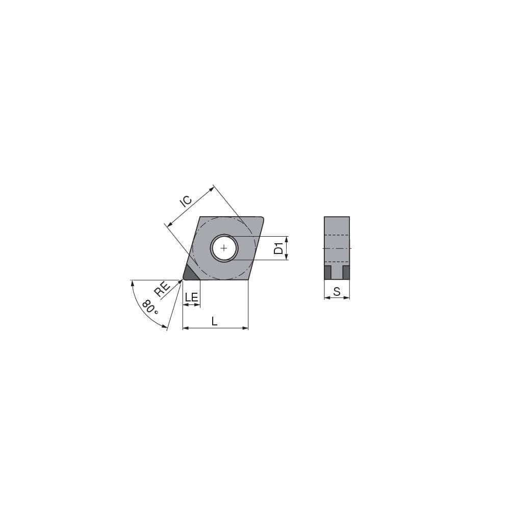 Turning Insert:  CNGA432SN014FK3,  Polycrystalline Cubic Boron Nitride TiN Finish,  Neutral,  1/2″ Inscribed Circle,  0.0315″ Corner Radius,  80.0 &deg N/A Diamond,  Series  CNGA