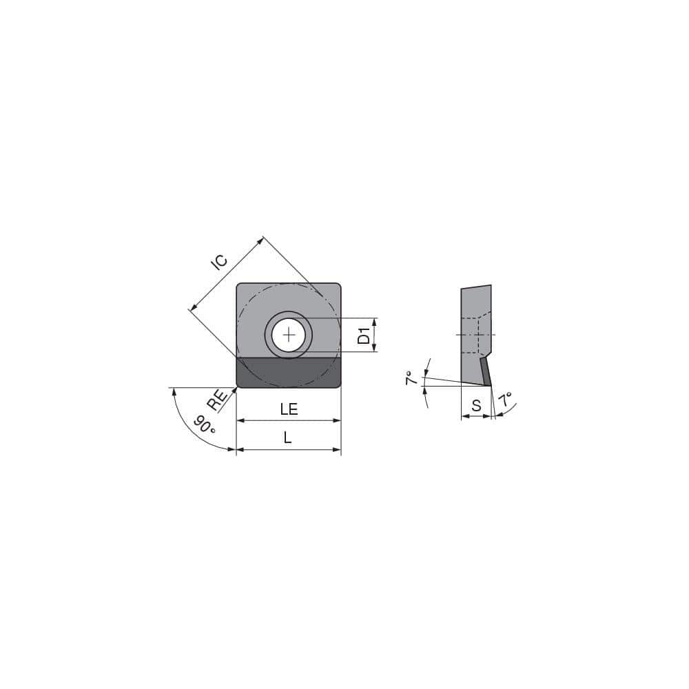 Turning Insert:  SCGT32.53FN_A4 CTDPS30,  Polycrystalline Diamond Uncoated Finish,  Neutral,  0.0472″ Corner Radius,  90.0 &deg N/A Square,  Series  SCGT