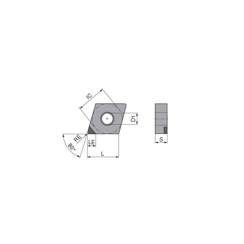 Turning Insert:  CNGA433FN_A3 CTBS10U,  Polycrystalline Cubic Boron Nitride Uncoated Finish,  Neutral,  1/2″ Inscribed Circle,  0.0472″ Corner Radius,  80.0 &deg N/A Diamond,  Series  CNGA