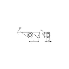 Turning Insert:  VCGT43575FN25P CTPX710,  Solid Carbide AlTiN Finish,  Neutral,  1/2″ Inscribed Circle,  0.1181″ Corner Radius,  35.0 &deg N/A Diamond,  Series  VCGT