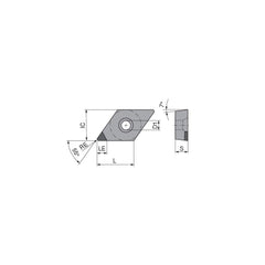 Turning Insert:  DCGW21.5.5FNA4 CTDPS30,  Polycrystalline Diamond Uncoated Finish,  Neutral,  1/4″ Inscribed Circle,  0.0079″ Corner Radius,  55.0 &deg N/A Diamond,  Series  DCGW