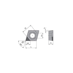 Turning Insert:  CCGW3251TN012CA3,  Polycrystalline Cubic Boron Nitride Uncoated Finish,  Neutral,  0.0157″ Corner Radius,  80.0 &deg N/A Diamond,  Series  CCGW