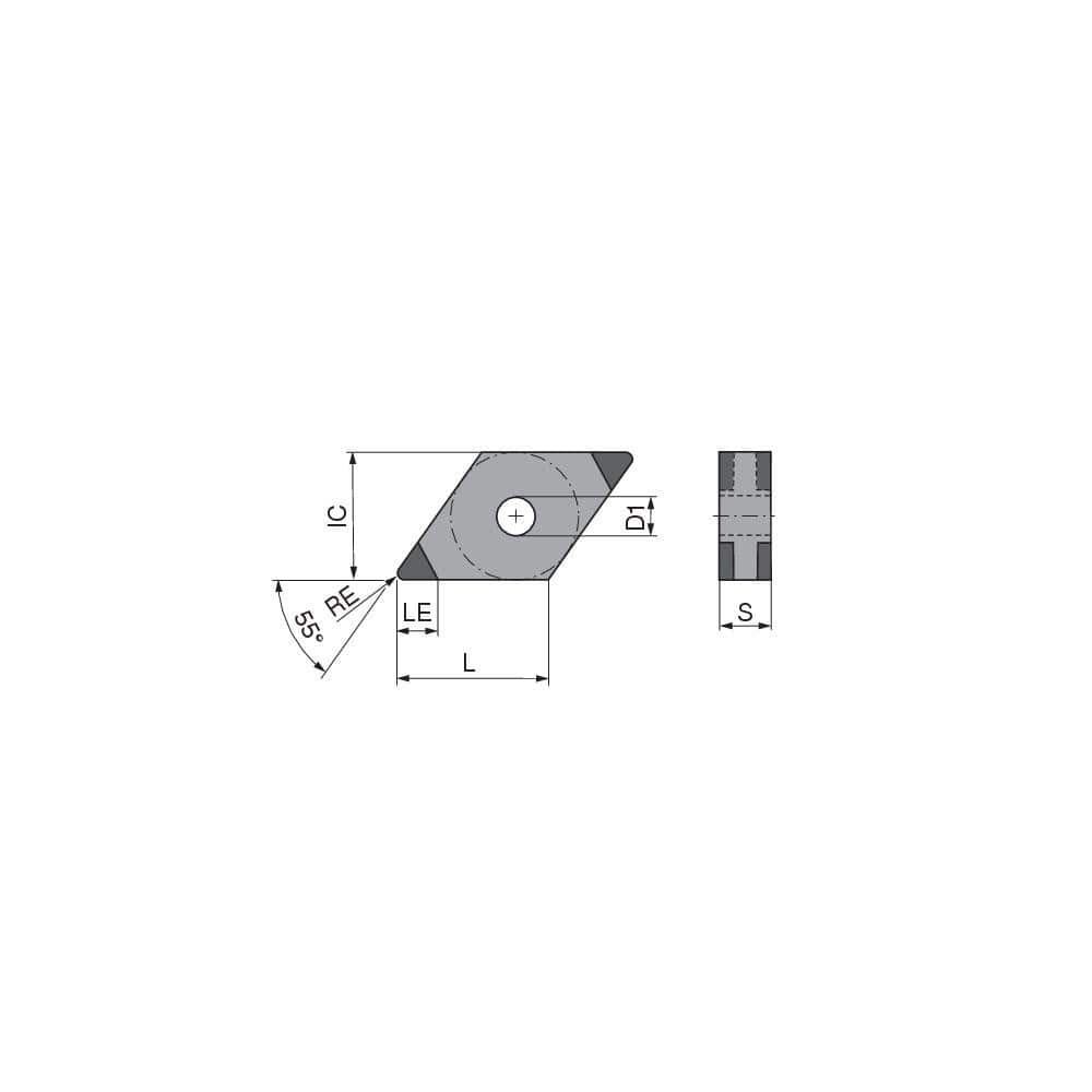 Turning Insert:  DNGA432FN_L3 CTBH20C,  Polycrystalline Cubic Boron Nitride TiCN Finish,  Neutral,  1/2″ Inscribed Circle,  0.0315″ Corner Radius,  55.0 &deg N/A Diamond,  Series  DNGA
