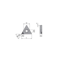 Turning Insert:  TCGW21.5.5FNA3 CTDCD10,  Polycrystalline Diamond Diamond Coating Finish,  Neutral,  1/4″ Inscribed Circle,  0.0079″ Corner Radius,  60.0 &deg N/A Triangle,  Series  TCGW