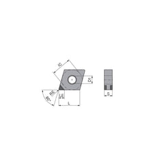 Turning Insert:  CNGA432SN014FK3Q,  Polycrystalline Cubic Boron Nitride TiN Finish,  Neutral,  1/2″ Inscribed Circle,  0.0315″ Corner Radius,  80.0 &deg N/A Diamond,  Series  CNGA