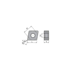 Turning Insert:  CNMU442EN-M50 CTCP115,  Solid Carbide TiCN & Al2O3 Finish,  Neutral,  1/2″ Inscribed Circle,  0.0315″ Corner Radius,  80.0 &deg N/A Diamond,  Series  CNMU