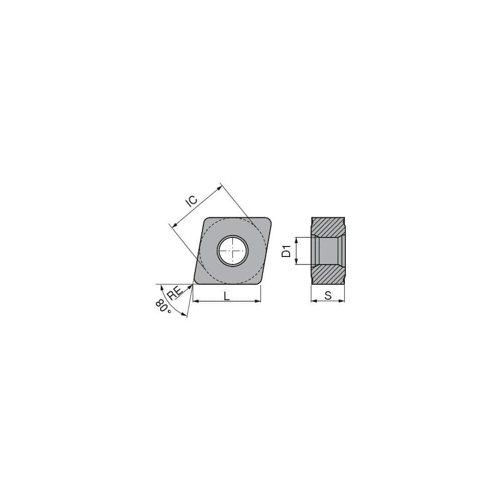 Turning Insert:  CNMU444EN-M50 CTCK110,  Solid Carbide TiCN & Al2O3 Finish,  Neutral,  1/2″ Inscribed Circle,  0.0630″ Corner Radius,  80.0 &deg N/A Diamond,  Series  CNMU