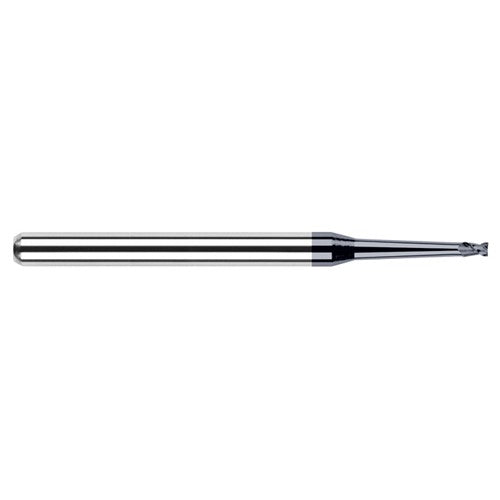 ‎Miniature End Mills - Clearance Cutters - 0.0470″ (3/64″) Cutter Diameter × 0.0710″ Length of Cut × 2° 1.5000″ (1-1/2″) Taper Reach Carbide Square End Mill, 2 Flutes, AlTiN Nano Coated - Exact Industrial Supply