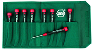 8 Piece - T5; T6; T7; T8 x 40mm; T9; T10 x 50mm; T15; T20 x 60mm - PicoFinish Precision Torx Screwdriver Set in Canvas Pouch - USA Tool & Supply