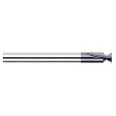 Dovetail Cutters - 0.3750″ (3/8″) Cutter Diameter 30° included Carbide Dovetail Cutter, 3 Flutes, AlTiN Coated - Exact Industrial Supply