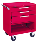 3-Drawer Roller Cabinet w/ball bearing Dwr slides - 35'' x 18'' x 27'' Red - USA Tool & Supply